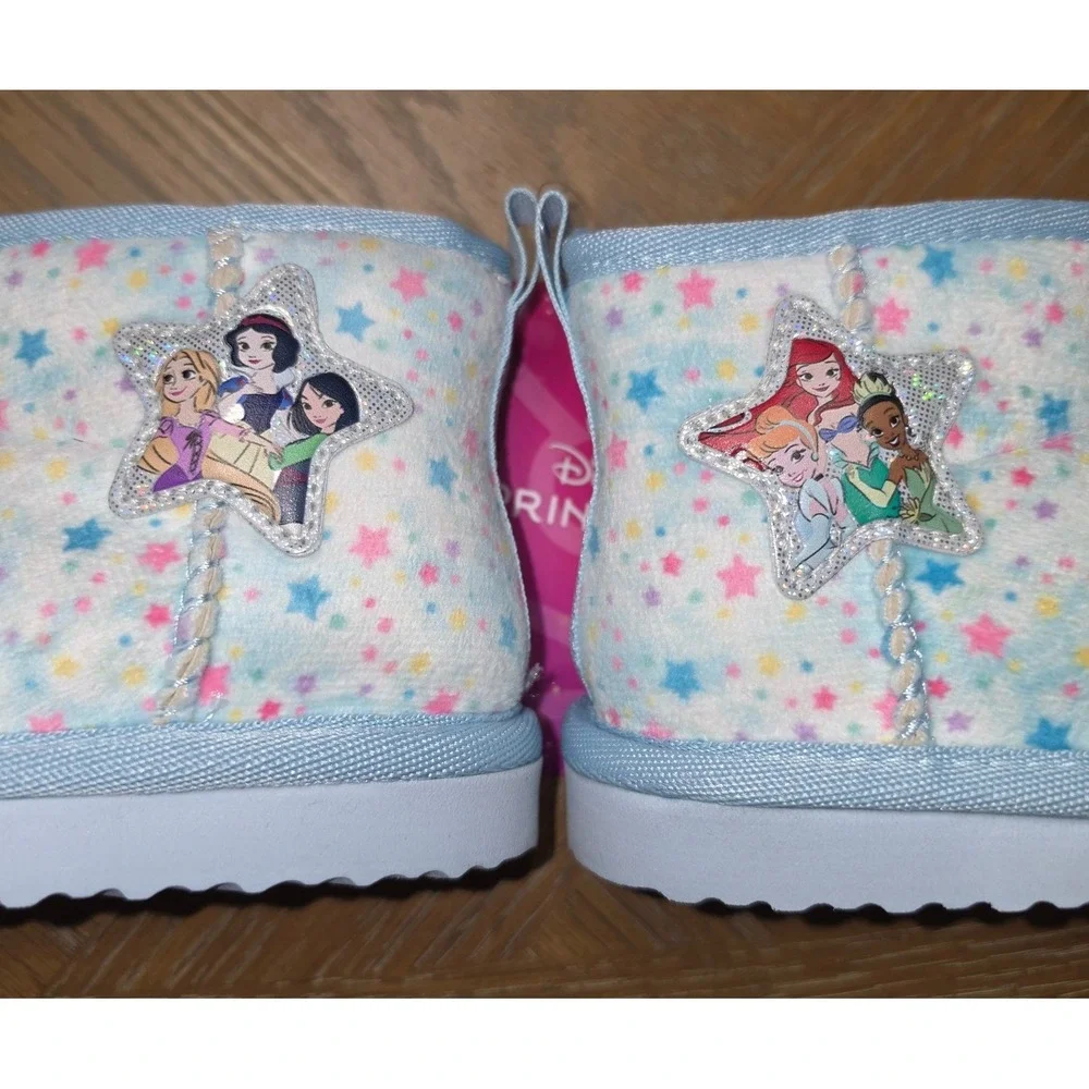 Disney Princess Ground Up Toddler Girls Star Print Faux Fur Winter Boots Size 5